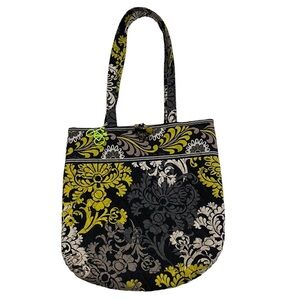 Vera Bradley Baroque Villager Black Yellow Quilted Cotton Tote Bag Hipster Purse